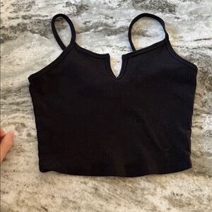 Bozzolo Black Ribbed Tank Top